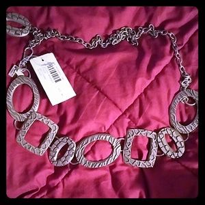 Chico's Silver Square & Oval M/L Adj Belt NWT